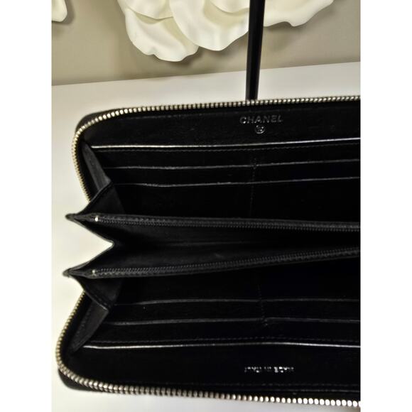 CHANEL Vintage Caviar Sevruga Long Zip Wallet Black - Picture 5 of 10